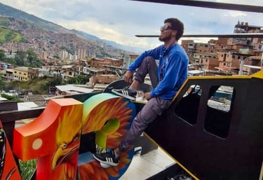 foto del helicóptero en la Comuna 13