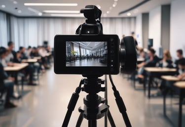 a man riding a skateboard down a street next to tall buildings