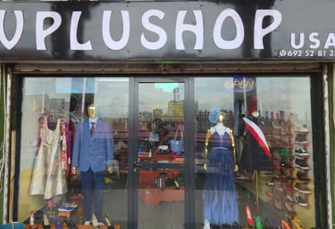 a store front door of a clothing store