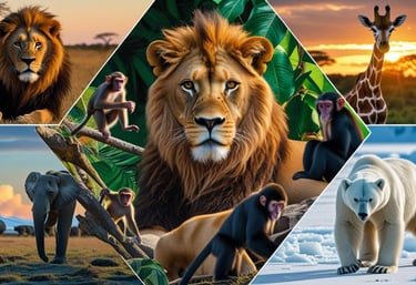 Wild animal collage - discover fascinating facts about animals at Jungle Drum World