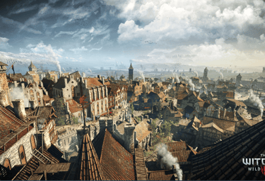a birds eye view of the largest town also know as novigrad witcher 3