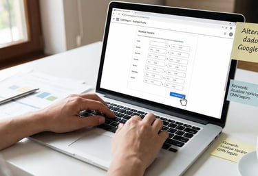 Atualizando horário de funcionamento no computador com segurança.