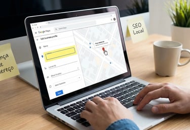 Mudando endereço comercial na interface do Google Maps.