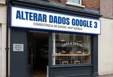 Fachada de loja com placa nova correspondendo à atualização no Google.