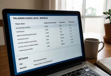 esquisa de palavras-chave locais de Brasília em uma tela.