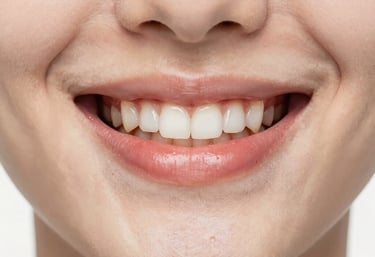 Close-up of a person smiling confidently with natural-looking teeth.