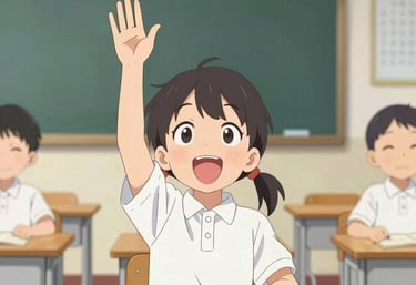 A cheerful classroom scene with children engaged in creative learning activities.