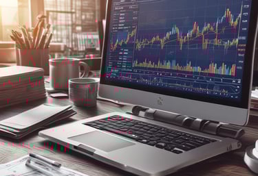 A professional trader analyzing financial charts on multiple screens.