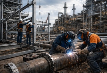 Pramoninis vamzdynų montavimas objekte