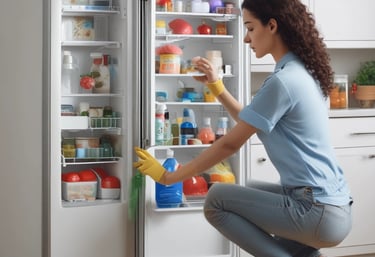 A bright window being cleaned from inside by a focused professional cleaner.