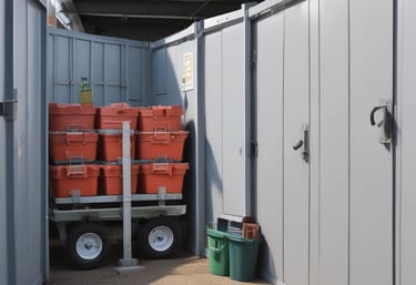 A modern storage facility with various sized units.