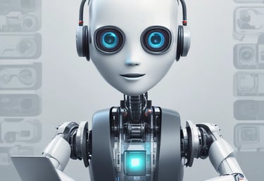 A sleek modern workspace with AI-driven automation tools on screen.