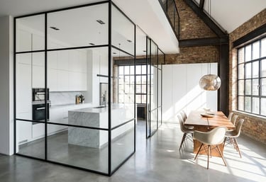 cerramiento loft entre cocina y salon en murcia