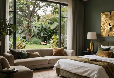 Finished modern home exterior with clean lines and natural landscaping.