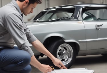 A classic vintage car shining after a flawless paint and body restoration.