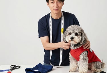 foto de una persona que trabaja confeccionando ropa para perros