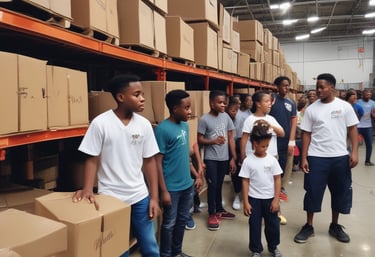 A group of diverse children engaged in arts and crafts activities.