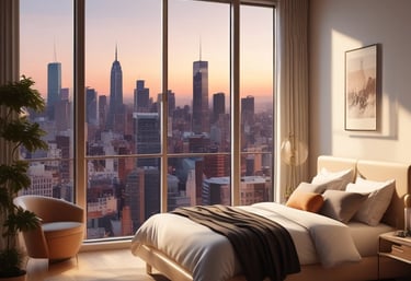 A friendly real estate agent showing a family a cozy Medellín apartment.