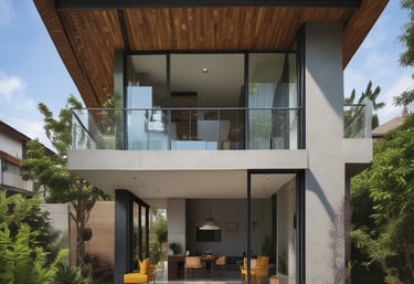 Modern apartment building facade with a welcoming entrance in Medellín.
