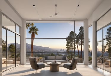 a living room with a couch and a table for real estate and mortgage brokers section