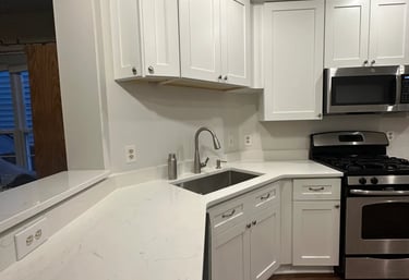 Kitchen remodel close up view.