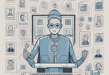 A clean icon of a friendly robot with soft rounded edges symbolizing AI assistance.