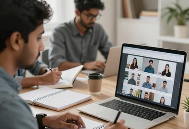 Instructor explaining legal concepts during an engaging virtual session.