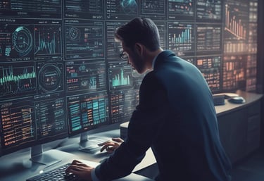 A professional consultant discussing trading strategies with a client in a modern office.