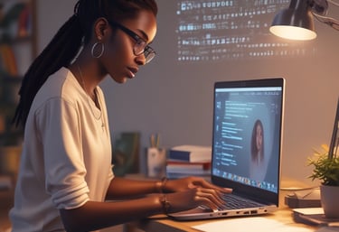 A team of IT professionals collaborating over laptops in a modern office space.