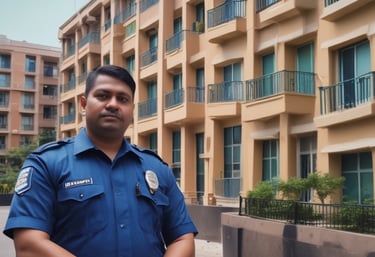 A smiling service vendor handing over tools to a satisfied resident at their doorstep.