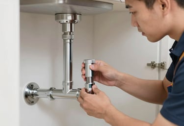 Close-up of skilled craftsmen applying precise tile work in a sophisticated interior.