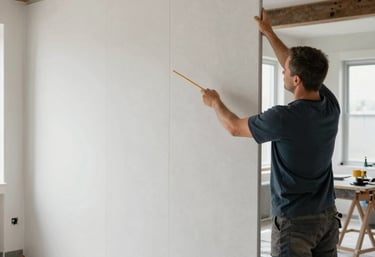 Close-up of skilled craftsmen applying precise tile work in a sophisticated interior.