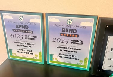 CommunityVotes Bend 2025 awards for Vermont Yankee Woodworks for carpentry and cabinet making.