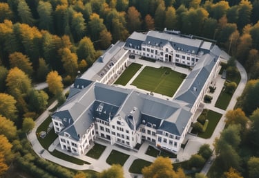 A warm, inviting school entrance with children happily walking in.