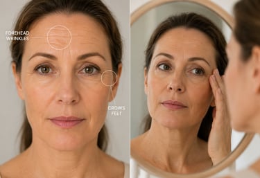 Facial wrinkles and lines can be softened and resolved thru tox wrinkle relaxer injections