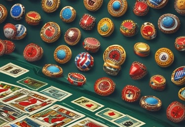 Happy players enjoying their wins on mobile devices with colorful casino graphics in the background.