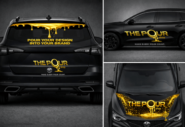 Branded vehicles showing mobile brand visibility and hospitality business marketing presence