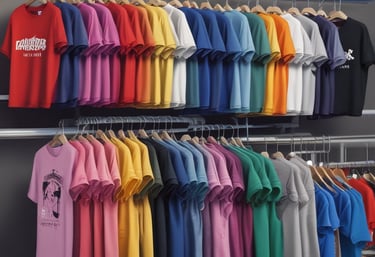 A person holding a custom printed t-shirt with a vibrant design.