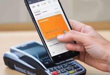 A developer working on a mobile banking app interface on a laptop.