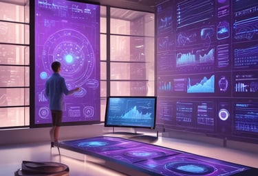 Close-up of a creative workspace with sketches, a tablet showing video animation, and a cup of coffee.