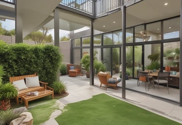 A welcoming real estate office with friendly staff assisting clients.