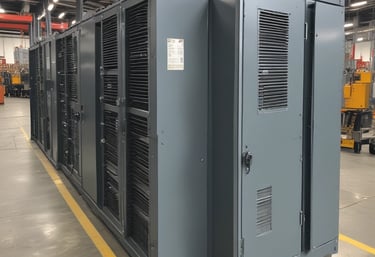 Technician installing electrical components in an industrial manufacturing plant.