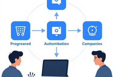 A professional consulting with a client over digital strategy documents in a modern office.