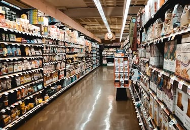 Competitive products displayed on grocery shelf
