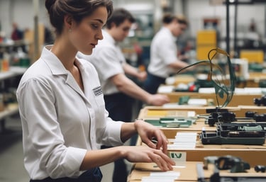 Team of workers packaging products with attention to detail and quality control.