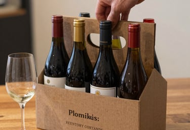 Close-up of hands carefully packing beverage samples for shipping.
