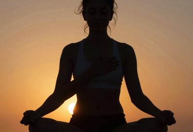 Close-up of hands practicing deep breathing exercises in a peaceful setting.
