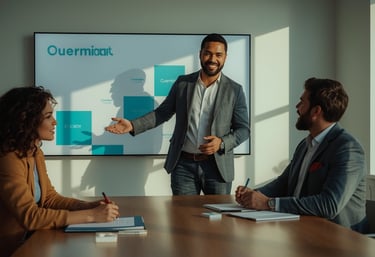 Professional reviewing analytics dashboard. Where can you learn more about AI revenue intelligence a