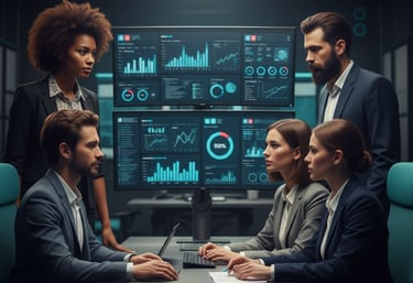 Office setting with tools and worksheets visible. What tools help teams apply revenue intelligence?