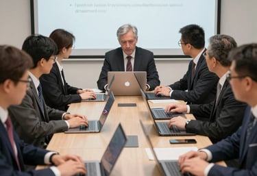 A friendly teknara team member assisting a client with IT equipment setup in a modern office.